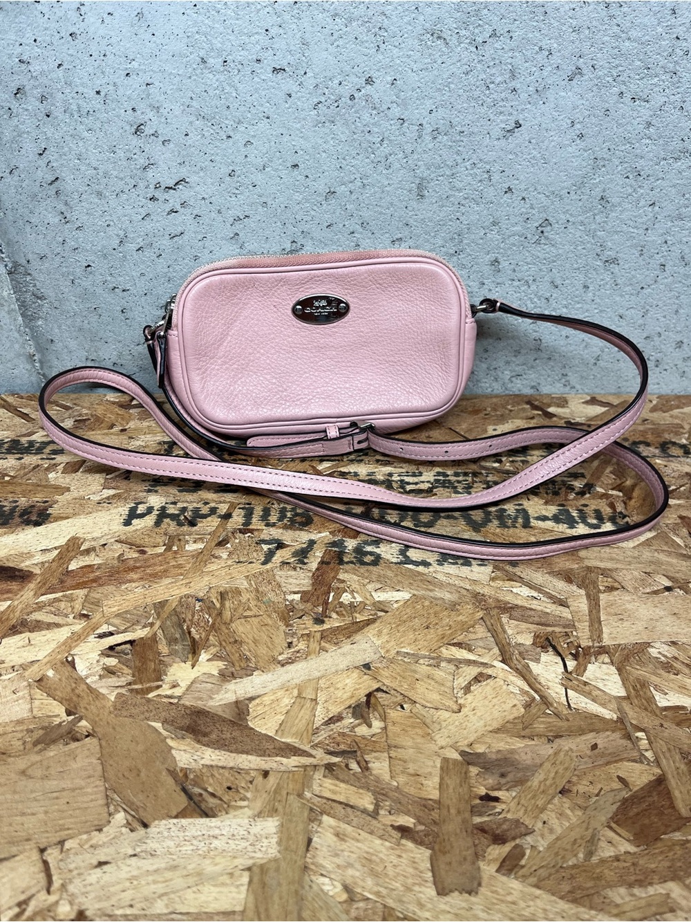 Coach Pink Pebbled Leather Camera Crossbody Bag